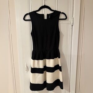 Aqua Black and White Striped Dress